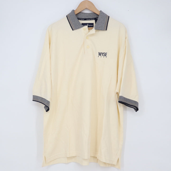 Arnold Palmer Polo Shirt Mens XXL Short Sleeve Cream Wyse Logo Cotton Excellent