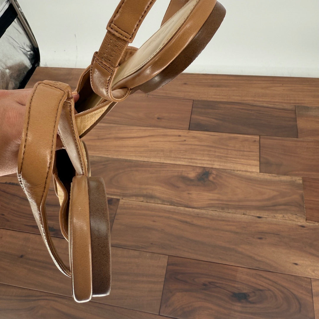 J.Crew Woven Straw Slingback Pointed Toe Flats Tan Women's Shoes Size 12