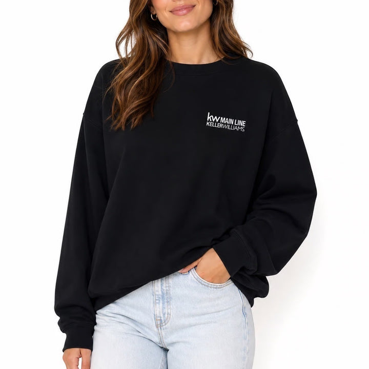 Gildan Black Keller Williams Main Line Smiley Face Graphic Sweatshirt Large