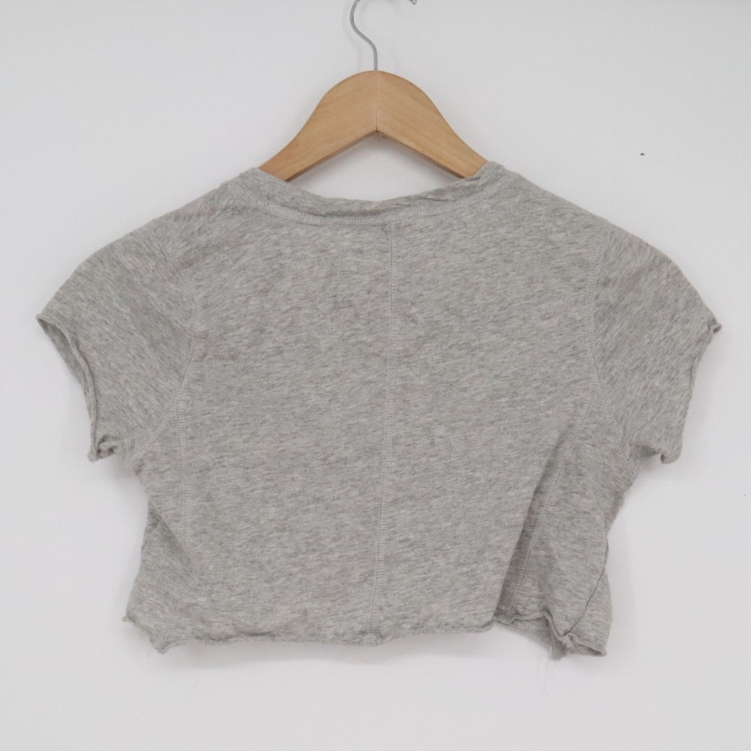 PS Basics by PacSun Heather Grey Cotton Raw Hem Seam Front Crop Top Tee XS