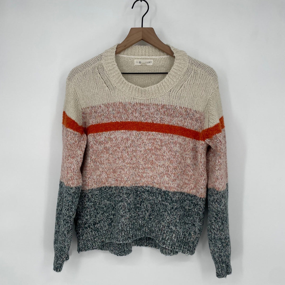 Lou & Grey for Loft Striped Colorblock Knit Sweater Size L