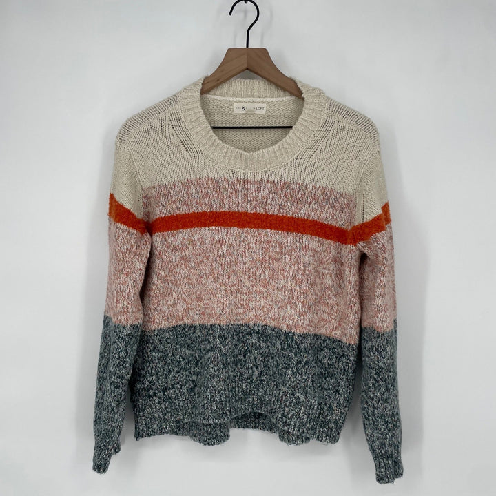 Lou & Grey for Loft Striped Colorblock Knit Sweater Size L