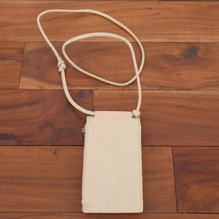 A New Day Cream Croc Embossed Crossbody Phone Bag Wallet