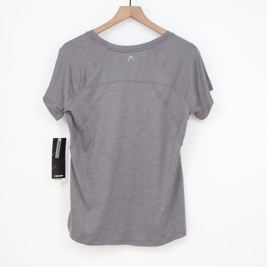 HEAD Womens Gambit Tee Quietshade Heather Gray Athletic Shirt L NEW