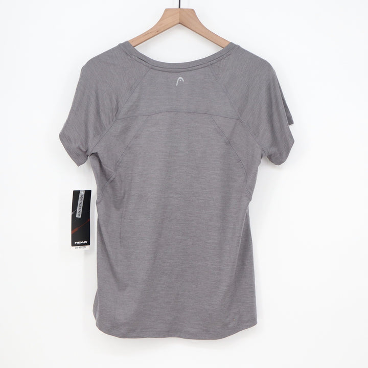 HEAD Womens Gambit Tee Quietshade Heather Gray Athletic Shirt L NEW