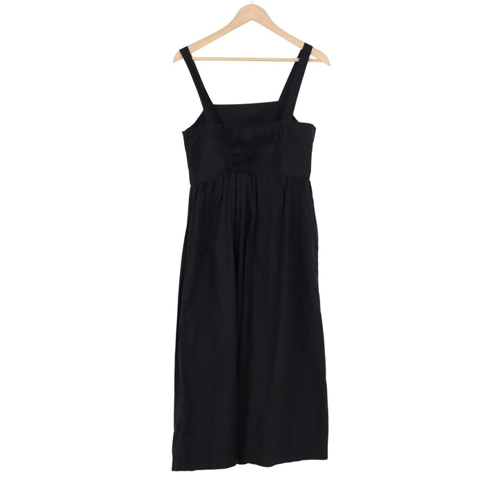 A New Day Black Cotton Square Neck Smocked Back Midi Dress Womens Medium