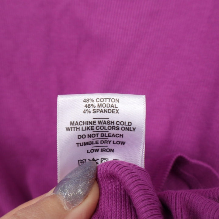 American Giant Luxe Rib Womens XL Beauty Berry V-Notch Long Sleeve Pullover