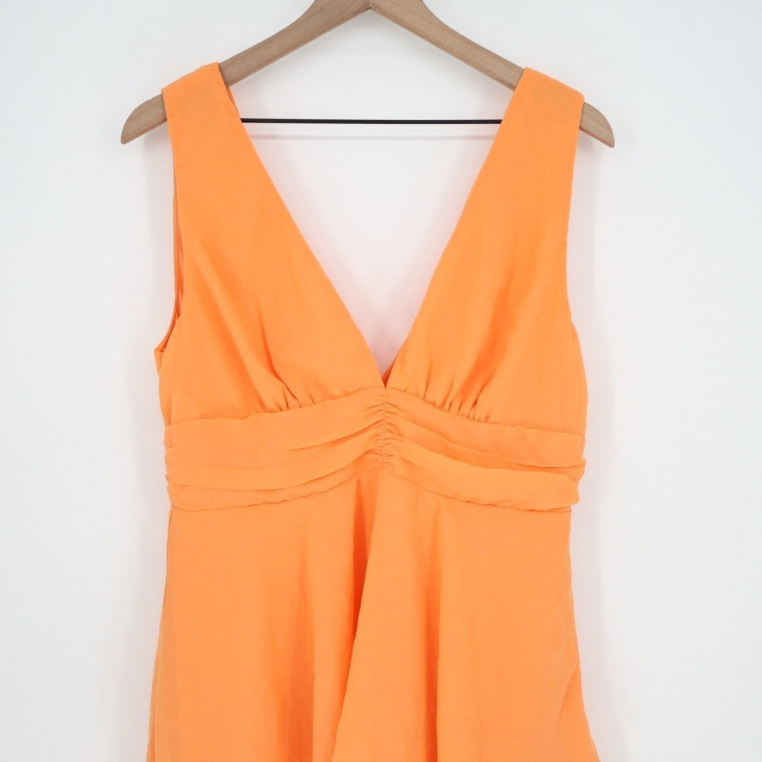Lulus Celebration Time Tiered Midi Dress Womens XL Light Orange Lined Sleeveless