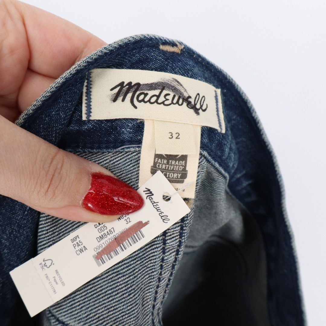 Madewell's Postage Stamp Denim Mini Skirt Womens 32 Blue Cotton Comfy Distressed