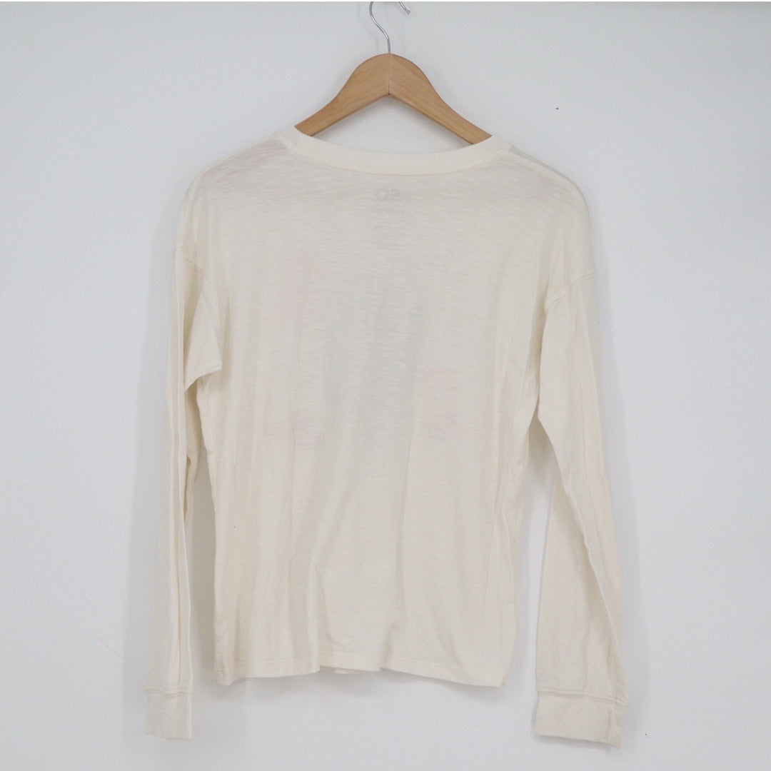 SO Girls XL 14/16 Christmas Cactus Western Graphic Long Sleeve Tee Cream Pink