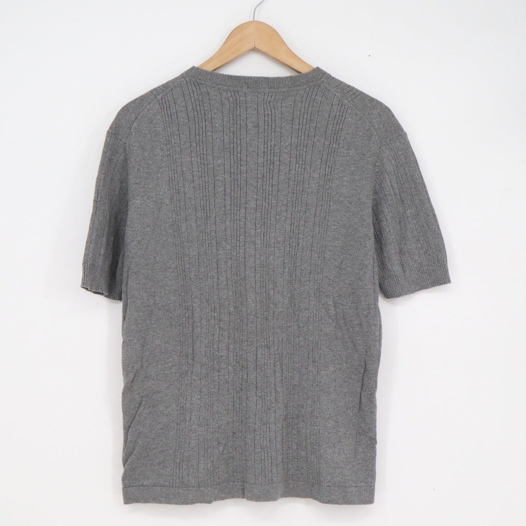 Esprit Men Gray Ribbed Short Sleeve Cotton Knit Crew Neck Sweater Size M