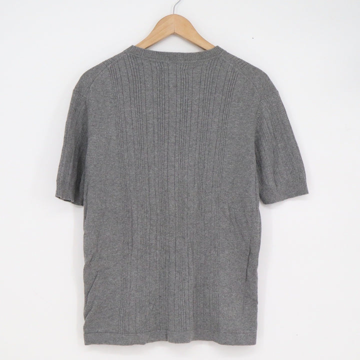 Esprit Men Gray Ribbed Short Sleeve Cotton Knit Crew Neck Sweater Size M