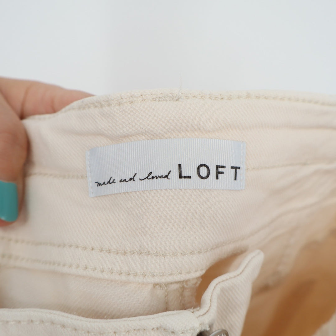 Made And Loved By Loft Pants Womens 30/10 Beige Cotton Stretch Mid Rise Wide Leg