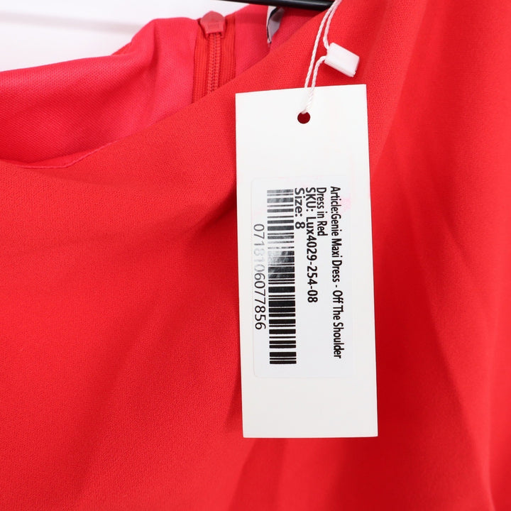 YH & CO Genie Maxi Dress Red Off The Shoulder Ruched Evening Gown Size 8