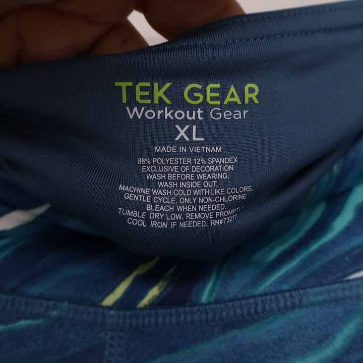 Tek Gear Womens XL Blue Marble Swirl High Waisted Active Leggings with Pockets