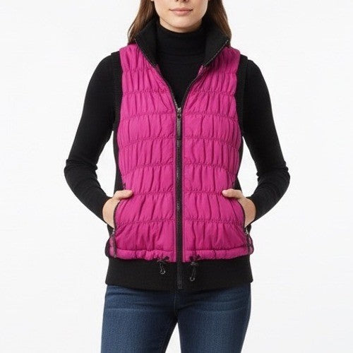 Calvin Klein Performance Puffer Vest Womens Medium Pink Black Full Zip Pockets