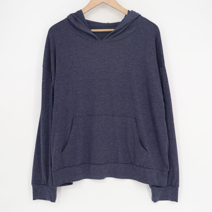 Hoodie Womens Large Blue Space Dye Long Sleeve Kangaroo Pockets Pullover