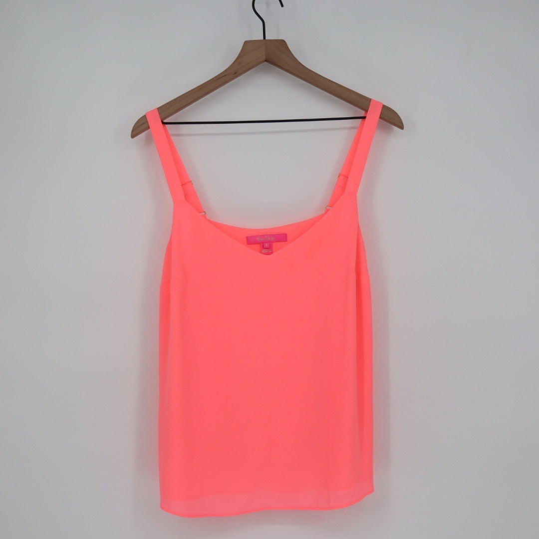 Lilly Pulitzer Neon Pink V Neck Spaghetti Strap Tank Top Size S