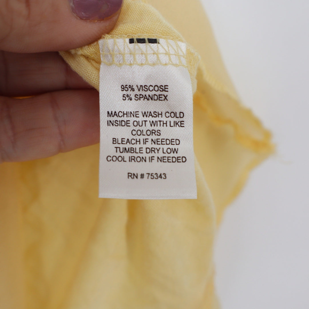 Lucy & Laurel Womens Small Yellow Ruffle Racerback Layered Chiffon Hem Tank Top