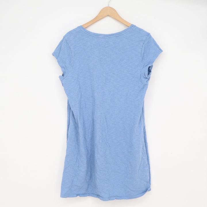 Gap Womens Blue Slub Cotton V-Neck Short Sleeve Pocket T-Shirt Dress Large L