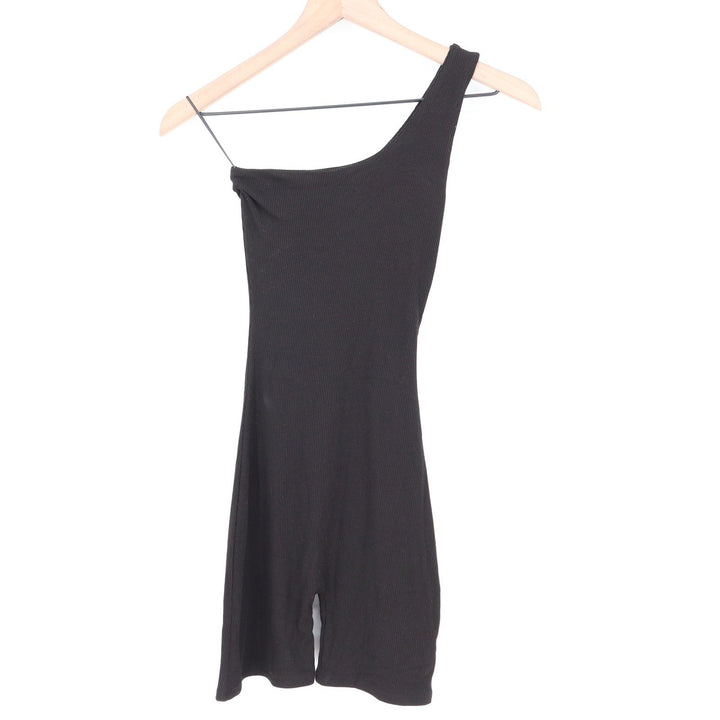 Naked Wardrobe Black Ribbed One Shoulder Romper XS