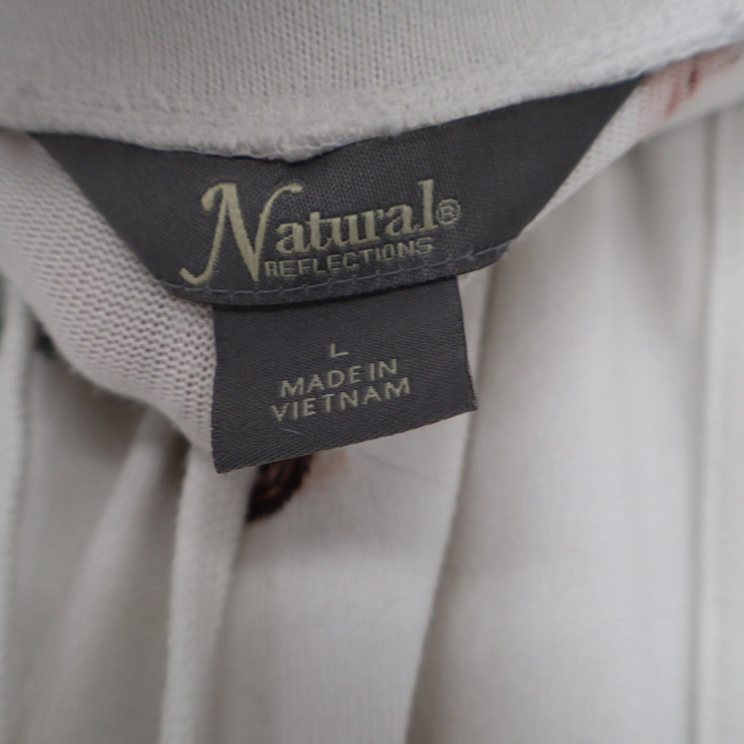Natural Reflections Womens L Camping Print Pajama Jogger Pants Cream Outdoor SUV