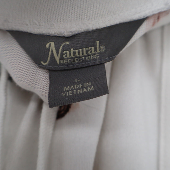 Natural Reflections Womens L Camping Print Pajama Jogger Pants Cream Outdoor SUV