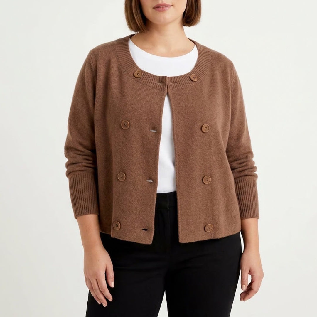 Talbots Brown Pure Merino Wool Double Breasted Cardigan Sweater XL