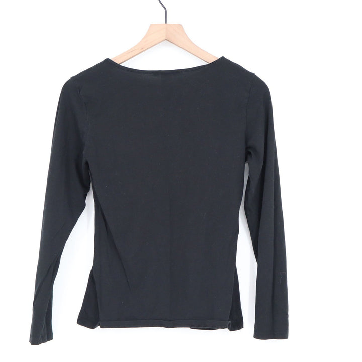 H&M Womens Black Long Sleeve Scoop Neck Cotton Stretch Basic Tee Shirt Size M