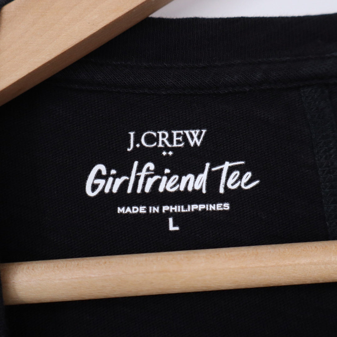 J.Crew T-Shirt Womens L Girlfriend Tee Black Short Sleeve Solid Excellent