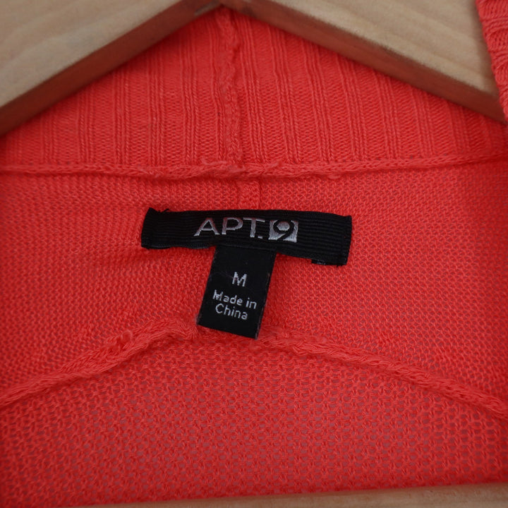 Apt 9 Womens Coral Orange Rayon Open Front Longline Cardigan Sweater Size M