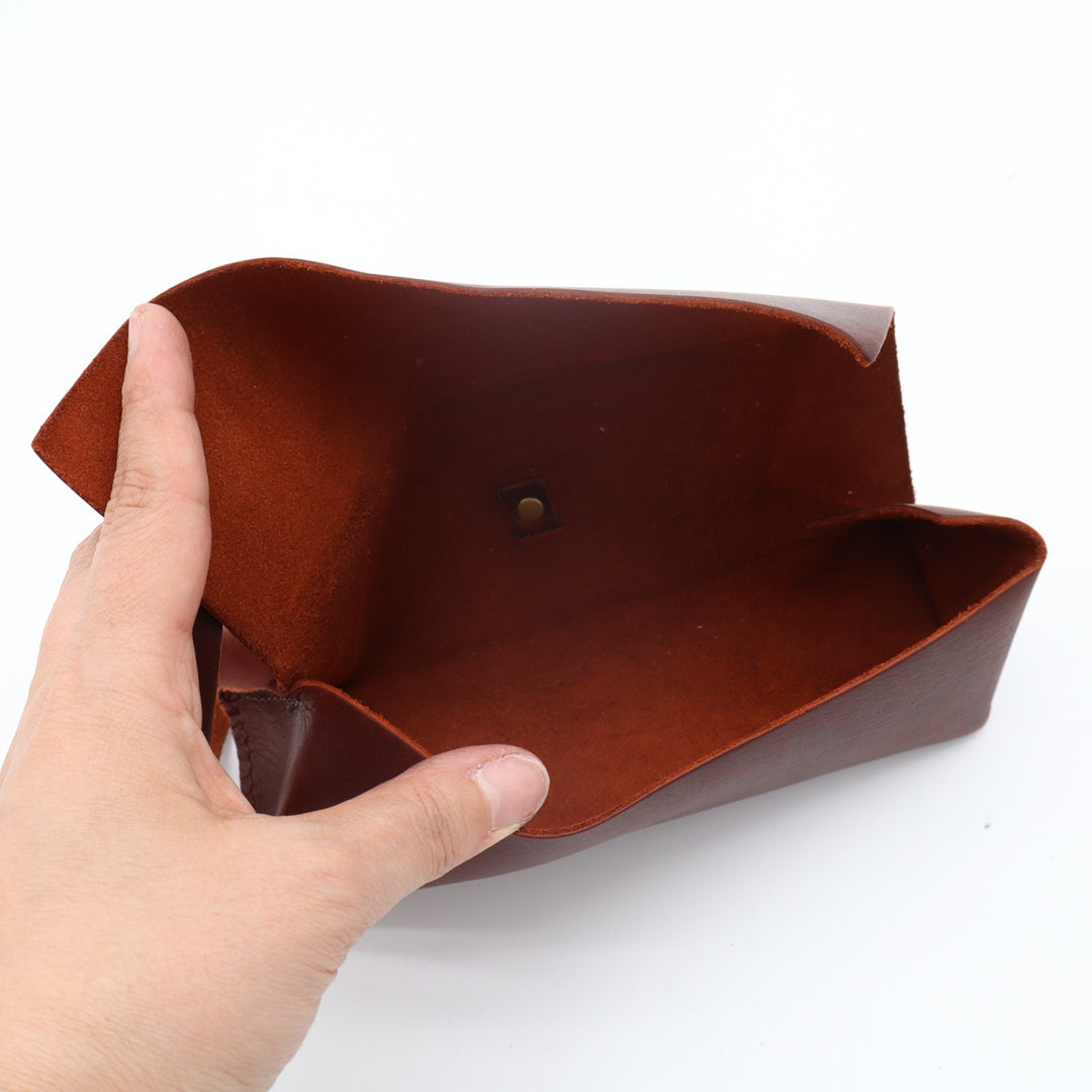 Unisex Adults Pencil Case Dark Brown Genuine Leather Classic Wrap Strap