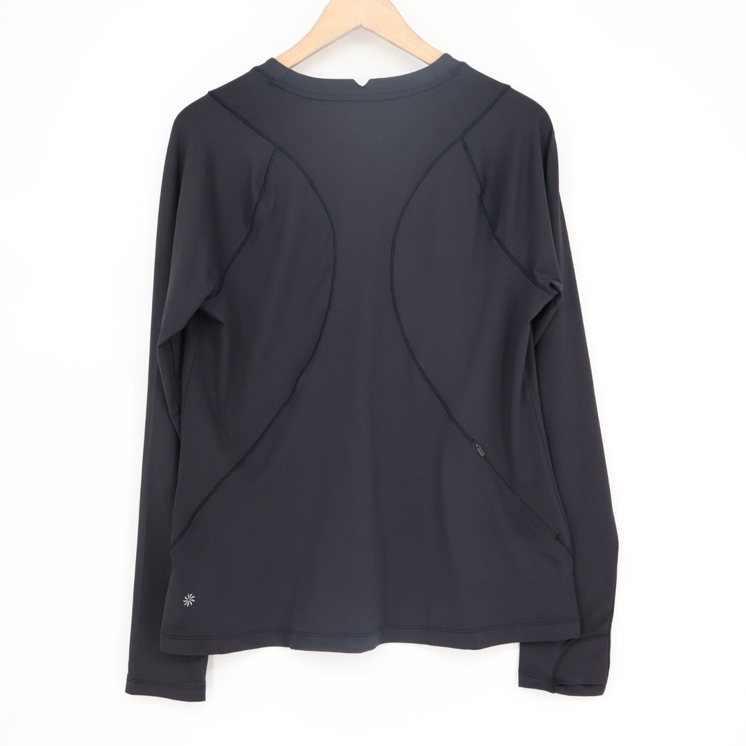 Athleta Sunchaser Top Womens Large Black Raglan Sleeve Crew Neck Activewear