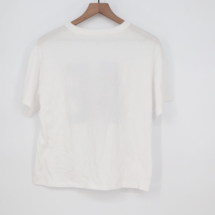 American Eagle White Graphic T-Shirt Navy AE Logo Pink Eagle Stitching Mens M