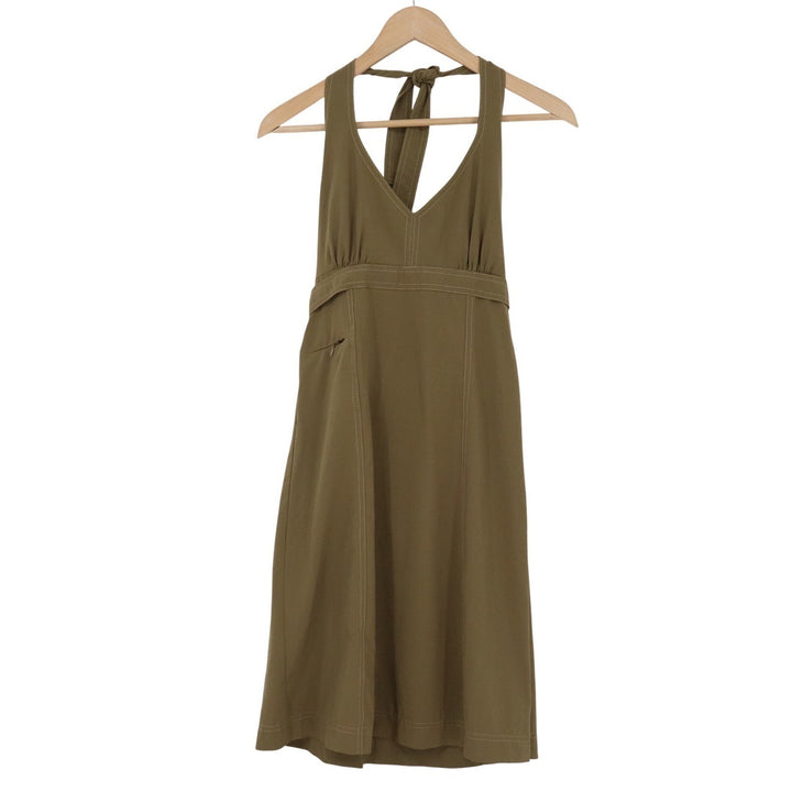 Athleta Womens Olive Green Halter Mini Dress Size 2 Smocked Back Travel 739399