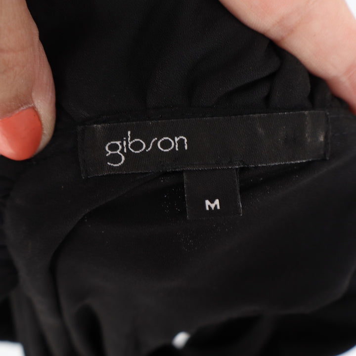 Gibson Black Sleeveless Ruffle High Neck Tie Back Shift Dress Womens Medium
