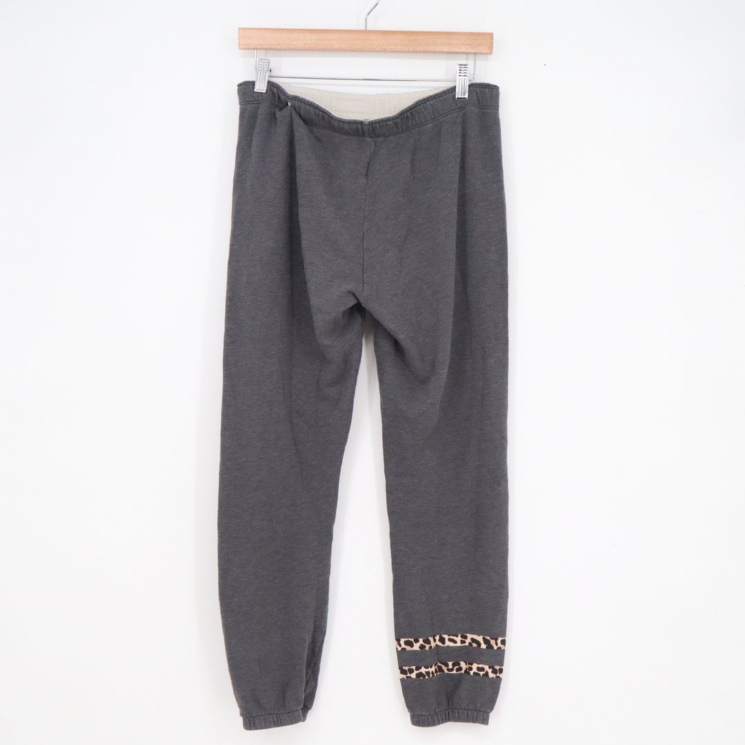 PINK Victoria's Secret Gray Leopard Print Trim Jogger Sweatpants Small