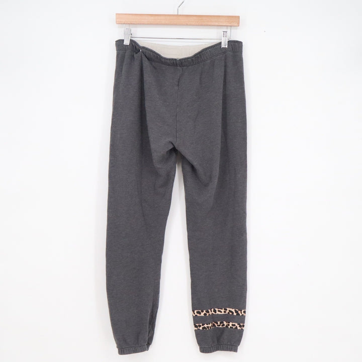 PINK Victoria's Secret Gray Leopard Print Trim Jogger Sweatpants Small