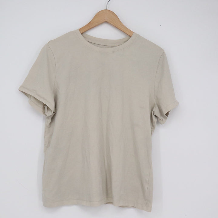 A New Day Womens Short Sleeve Crew Neck T-Shirt Beige Tan Cotton Blend Large