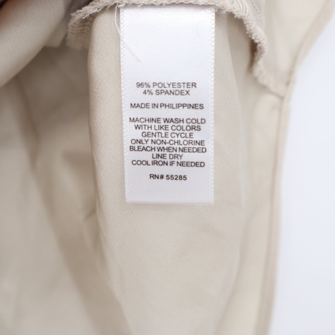 Express Womens XS Beige V-Neck Half Zip Rolled Cap Sleeve Blouse Top