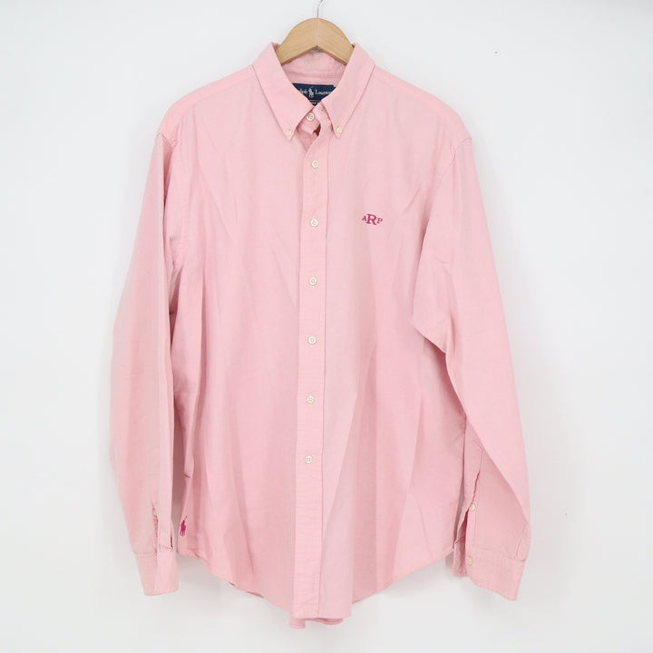 Ralph Lauren Shirt Mens XL Classic Fit Pink Monogram Button-down Excellent