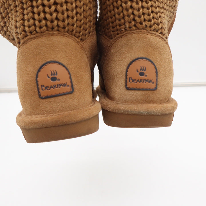 Bearpaw Stella Womens 7 Hickory Suede Knit Mid Calf Winter Boots Brown