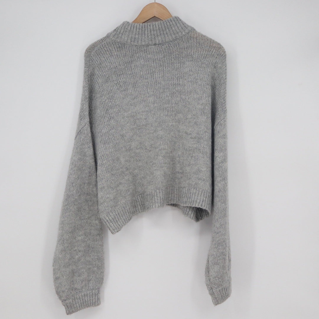 H&M Divided Grey Mock Neck Chunky Knit Cropped Sweater XL