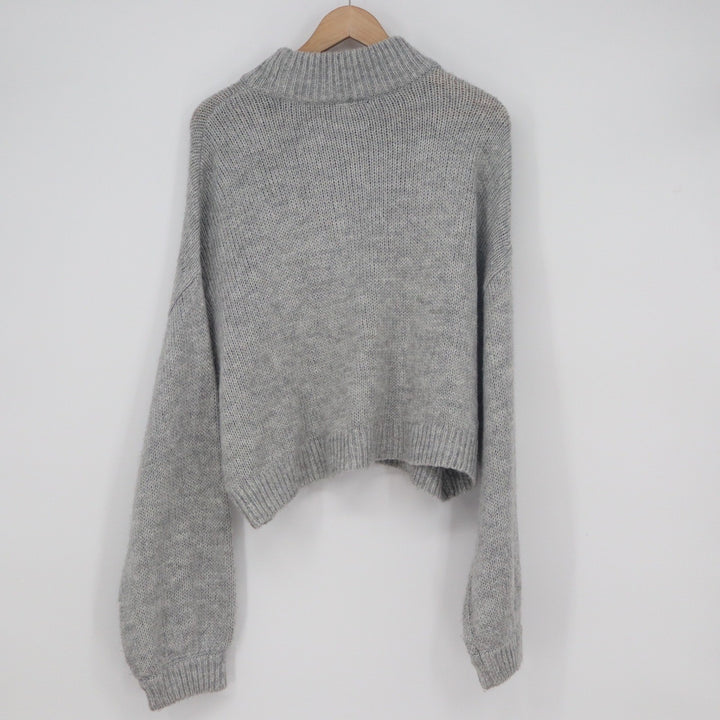 H&M Divided Grey Mock Neck Chunky Knit Cropped Sweater XL