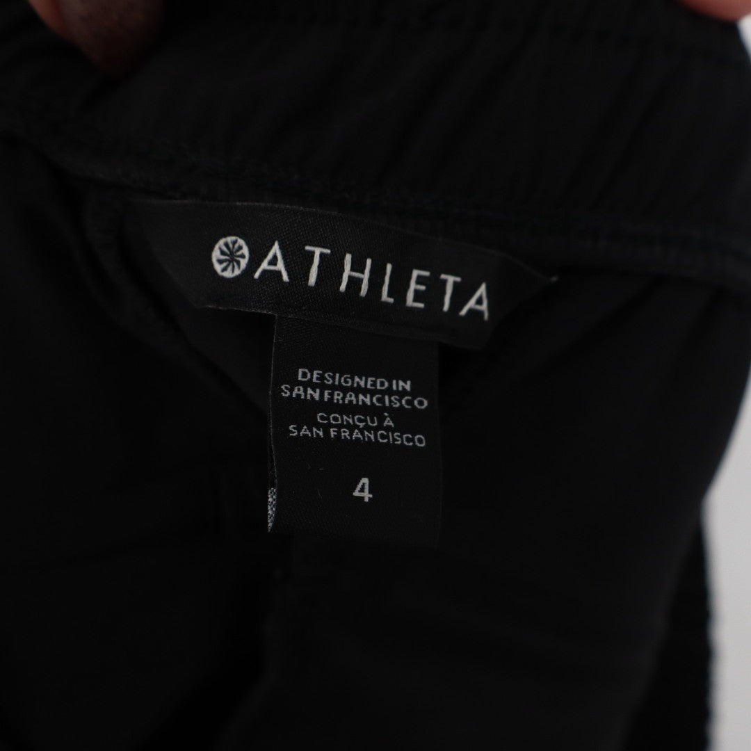 Athleta Crop Pants Womens 4 Black Stretch Drawstring Waist High Rise Wide Leg