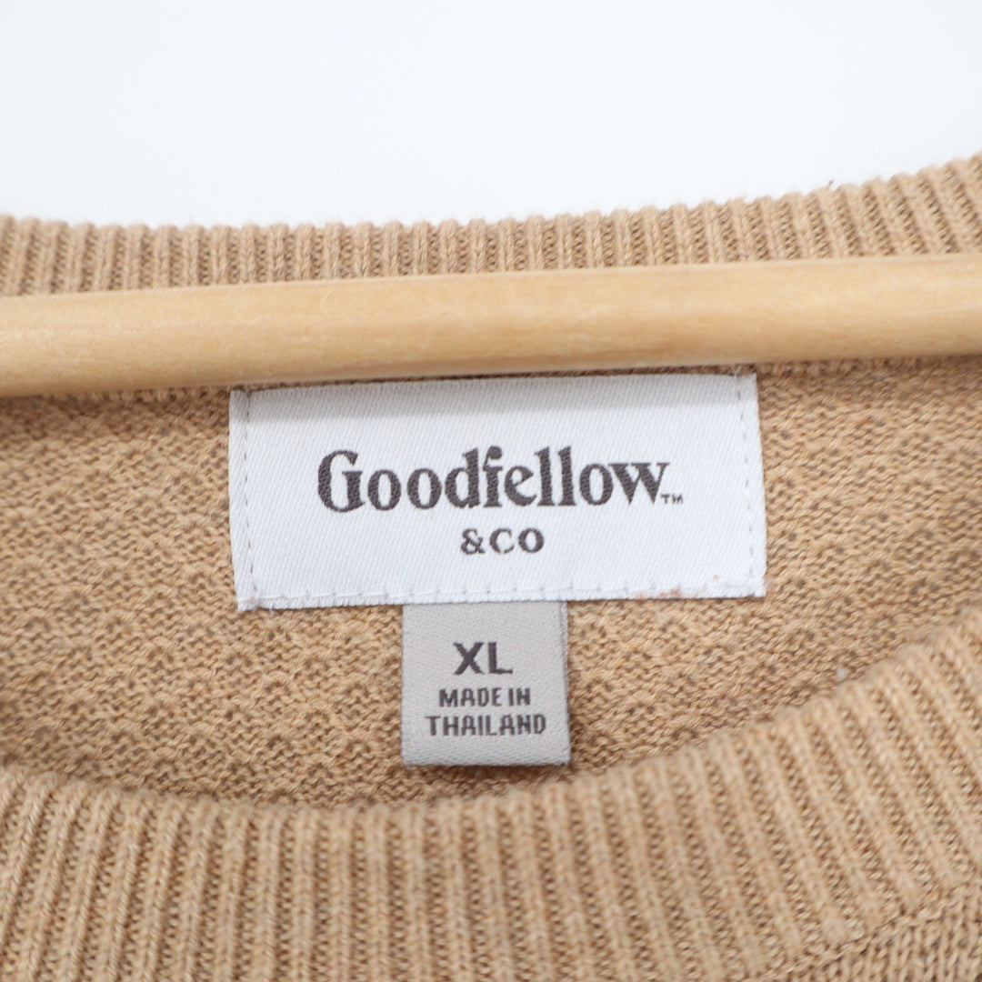 Goodfellow & Co Mens XL Tan Camel 100% Cotton Textured Crew Neck Sweater