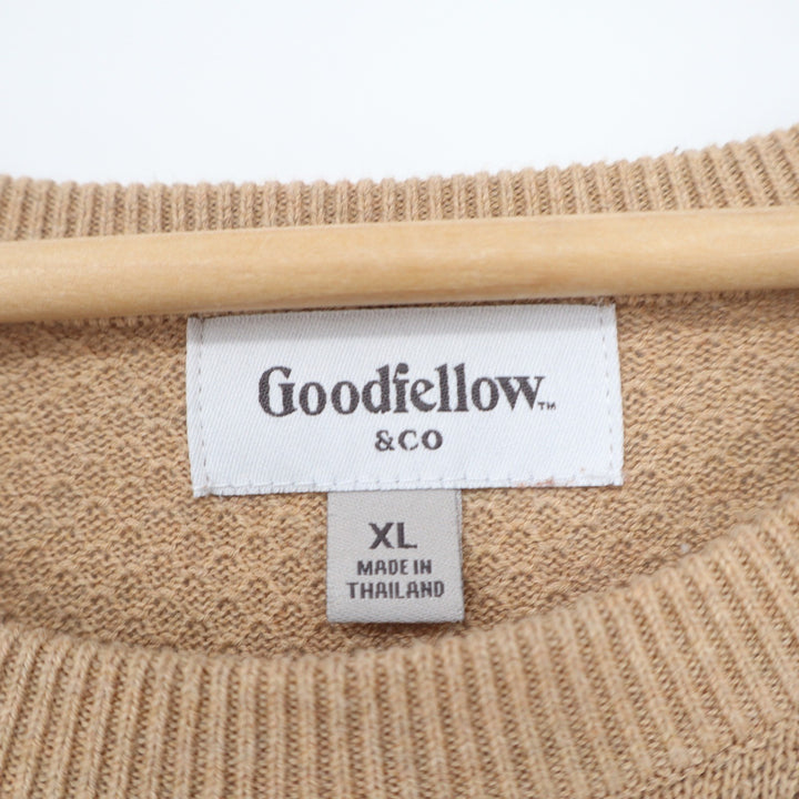 Goodfellow & Co Mens XL Tan Camel 100% Cotton Textured Crew Neck Sweater