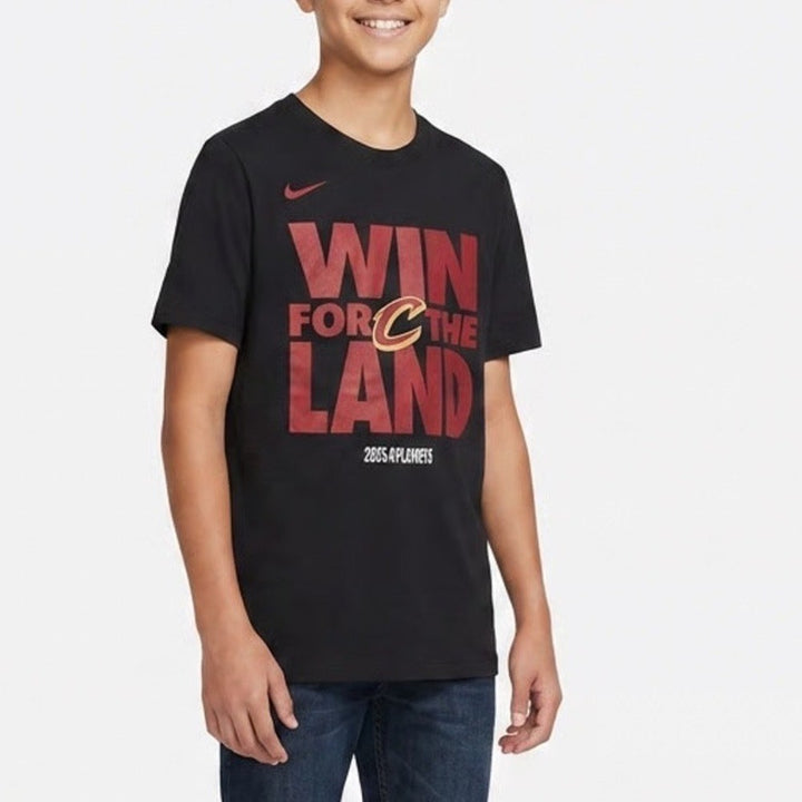 Nike Cleveland Cavaliers Youth Black Win For The Land 2025 Playoffs T-Shirt S