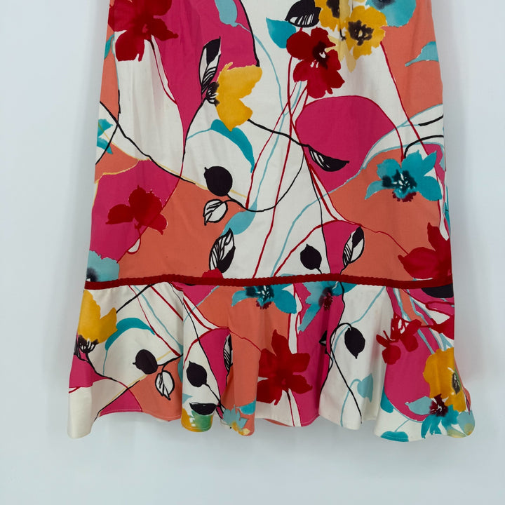 Morrell Maxie Bodycon Dress Womens 8 Multicolor Floral Off the Shoulder Back Zip