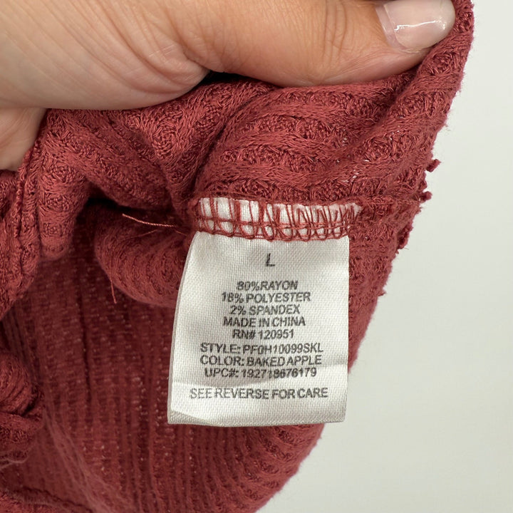 Pink Republic Women's Waffle Knit Tie Front Button Down Top Size L